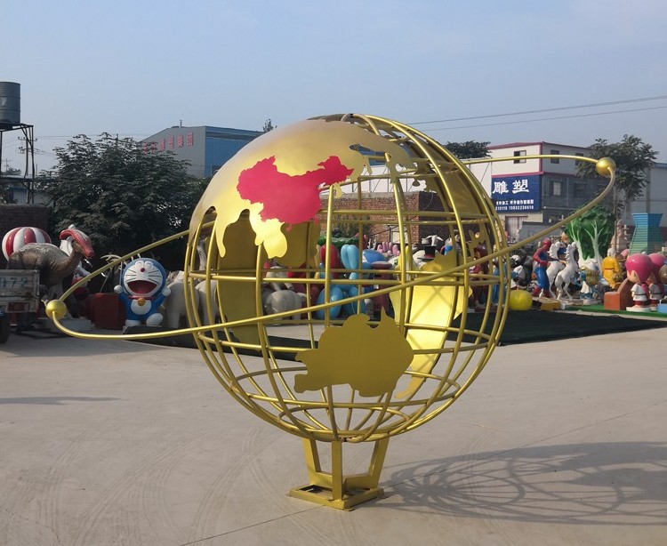不銹鋼金色地球儀雕塑