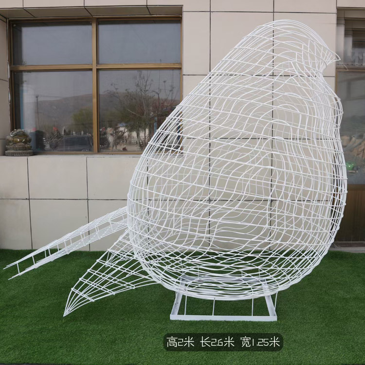 鐵藝不銹鋼鏤空鳥雕塑(圖1)